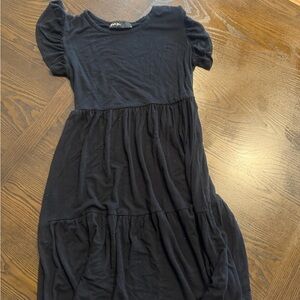 Chic Black Puff Sleeve Casual Dress